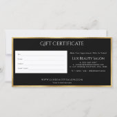 ゴールドフォイル黒ヴィンテージ渦巻きギフト証明書 (裏面)