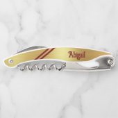 ゴールドフォイル2マルーンのアクセントストライプパーソナライズされた ソムリエナイフ (裏面)