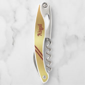 ゴールドフォイル2マルーンのアクセントストライプパーソナライズされた ソムリエナイフ (裏面)