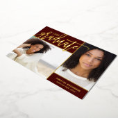 ゴールドフォイル2写真の卒業発表 箔招待状 (回転した状態)