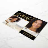 ゴールドフォイル2写真の卒業発表 箔招待状 (回転した状態)