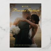 ゴールドフォイル2枚結婚の写真サンキューカード 箔招待状 (正面)