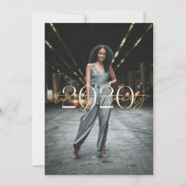 ゴールドフォイル2020タイポグラフィ卒業招待状 招待状