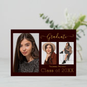 ゴールドフォイル3写真モダン書道Bgyグラードカード 箔招待状 (立ち正面)