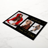 ゴールドフォイル3写真モダン書道BxWグラードカード 箔招待状 (回転した状態)