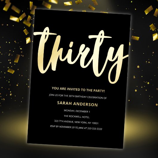 ゴールドフォイル30th誕生日パーティー 箔招待状