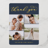 ゴールドフォイル4フォト結婚ズサンキューカード 箔招待状 (正面)