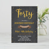 ゴールドフォイル40th誕生日パーティの招待状 招待状 (スタンド正面)