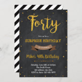 ゴールドフォイル40th誕生日パーティの招待状 招待状 (正面/裏面)