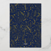 ゴールドフォイル5フォトファミリーコラージブルーホリデーカード 箔招待状 (裏面)