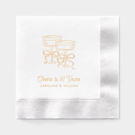 ゴールドフォイル50周年結婚パーティーナプキンス 箔ナプキン (正面)