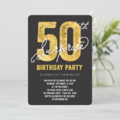 ゴールドフォイル50thサプライズバースデーパーティー招待状 招待状 (スタンド正面)