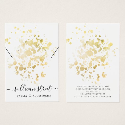 ゴールドフォイル（ばちゃばちゃ）跳ねるイヤリングネックレスディスプレイカード (正面&裏面)