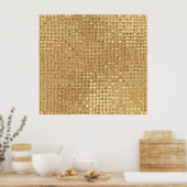 ゴールドフォイル、グリッターシームレスなテクスチャ。 ポスター (キッチン)