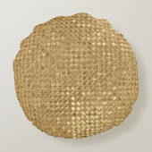 ゴールドフォイル、グリッターシームレスなテクスチャ。 ラウンドクッション (裏面)