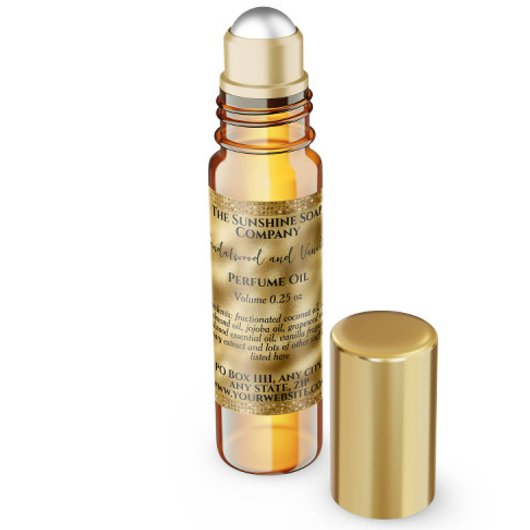 ゴールドフォイル&グリッター香水ローラーボトルラベル スクエアシール