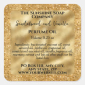 ゴールドフォイル&グリッター香水ローラーボトルラベル スクエアシール (正面)