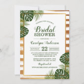 ゴールドフォイル&グリーンパームリーフビーチブライダルシャワー 招待状 (正面)