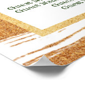 ゴールドフォイル&グリーンパームリーフビーチ結婚式シート ポスター (角)