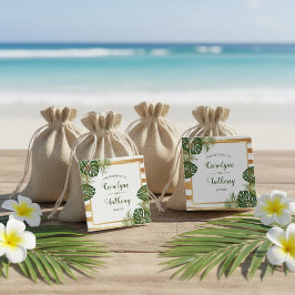 ゴールドフォイル&グリーンパームリーフビーチ結婚式 フェイバータグ