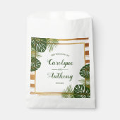 ゴールドフォイル&グリーンパームリーフビーチ結婚式 フェイバーバッグ (正面)