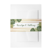 ゴールドフォイル&グリーンパームリーフビーチ結婚式 招待状ベリーバンド (正面例)