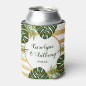 ゴールドフォイル&グリーンパームリーフビーチ結婚式 缶クーラー (缶正面)