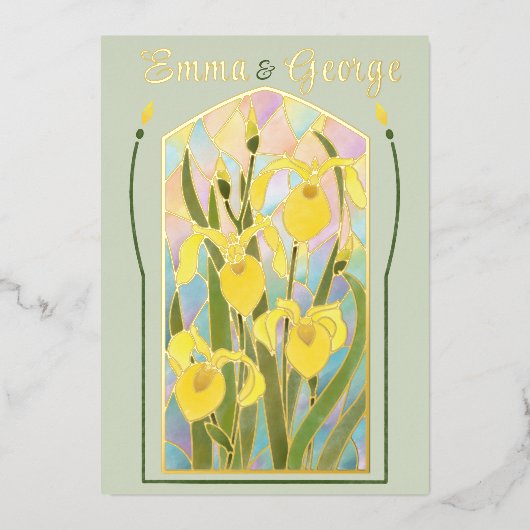 ゴールドフォイル ステンドグラス アイリス 招待状 (正面)