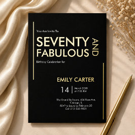 ゴールドフォイル セブンティ アンド ファビュラス 70歳の誕生日パーティー 箔招待状