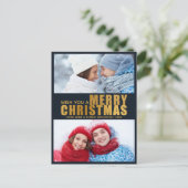 ゴールドフォイル&ネイビーブルーメリーはっきりしたクリスマス2の写真 シーズンポストカード (スタンド正面)