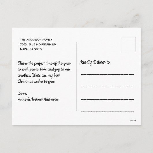 ゴールドフォイル&ネイビーブルーメリーはっきりしたクリスマス2の写真 シーズンポストカード (裏面)