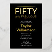 ゴールドフォイル フィフティ アンド ファビュラス ブラックホワイトスクリプト 箔招待状 (正面)