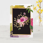 ゴールドフォイル、フローラブーケ空白の、グリーティングカード カード (黄色い花)