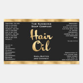 ゴールドフォイル&ブラックヘア油ボトルラベル 長方形シール (正面)