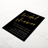 ゴールドフォイル&ブラックモダンブライダルシャワーゴールデン 箔招待状 (回転した状態)