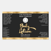 ゴールドフォイル&ブラック体ローションボトルラベルwロゴ 長方形シール (正面)