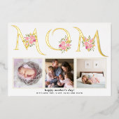 ゴールドフォイル  マザーズデー  母の日  フォト  MOM  タイポグラフィー 箔シーズンカード (正面)
