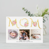 ゴールドフォイル  マザーズデー  母の日  フォト  MOM  タイポグラフィー 箔シーズンカード (立ち正面)