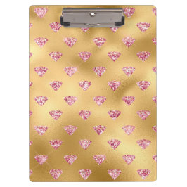 ゴールドフォイル&ライトピンクグラムグリッターダイヤモンド クリップボード