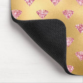 ゴールドフォイル&ライトピンクグラムグリッターダイヤモンド マウスパッド (コーナー)