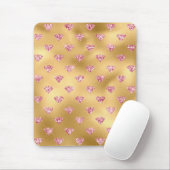 ゴールドフォイル&ライトピンクグラムグリッターダイヤモンド マウスパッド (マウス)
