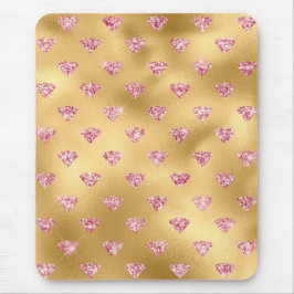 ゴールドフォイル&ライトピンクグラムグリッターダイヤモンド マウスパッド