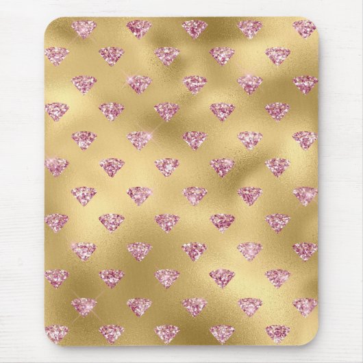 ゴールドフォイル&ライトピンクグラムグリッターダイヤモンド マウスパッド (正面)