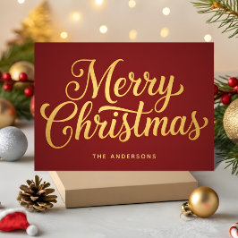 ゴールドフォイル レトロスクリプト メリークリスマス シーズンカード