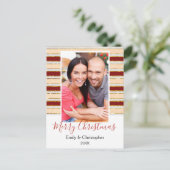 ゴールドフォイル、白と赤のクリスマスフォトカード シーズンポストカード (スタンド正面)