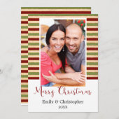 ゴールドフォイル、赤と緑のクリスマスフォトカード シーズンカード (正面/裏面)