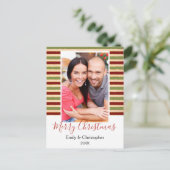 ゴールドフォイル、赤と緑のクリスマスフォトカード シーズンポストカード (スタンド正面)