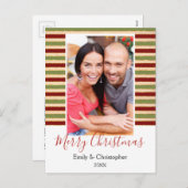 ゴールドフォイル、赤と緑のクリスマスフォトカード シーズンポストカード (正面/裏面)