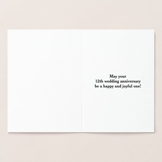 ゴールドフォイル 12周年記念 結婚記念日 + オーダーメイド ネーム 箔カード (内部)