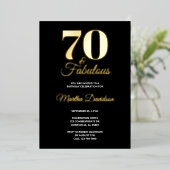 ゴールドフォイル 70歳のお誕生日おめでとう 70th バースデーパーティー 箔招待状 (立ち正面)